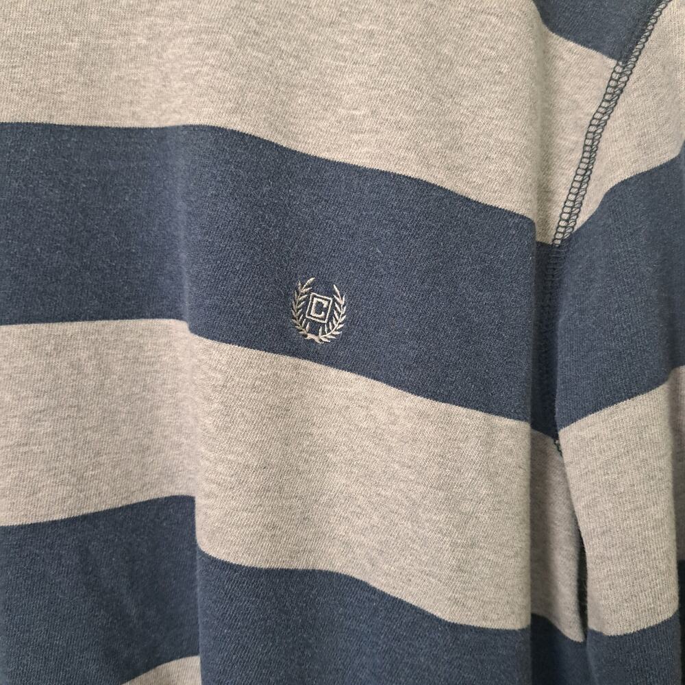 Chaps Mens Gray Blue Long Sleeve Striped 100% Cotton Shirt XL - Picture 3 of 5